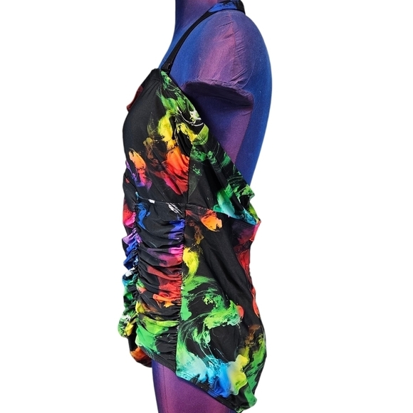 Colocean Colorful Abstract One Piece Swimsuit Tummy Control Size 18/20 Plus - Picture 4 of 10